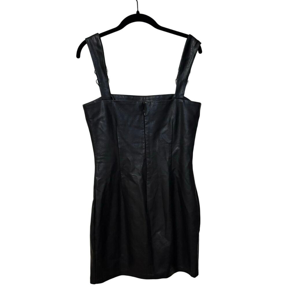 Revolve Danielle Guizio Black Faux Leather D Ring Mini Dress Size Medium - Picture 7 of 8